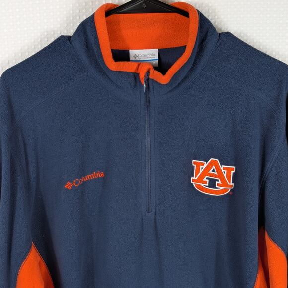 Columbia Auburn Tigers M Fleece Pullover Men Navy Orange Zip NCAA Embroidered - Picture 2 of 5